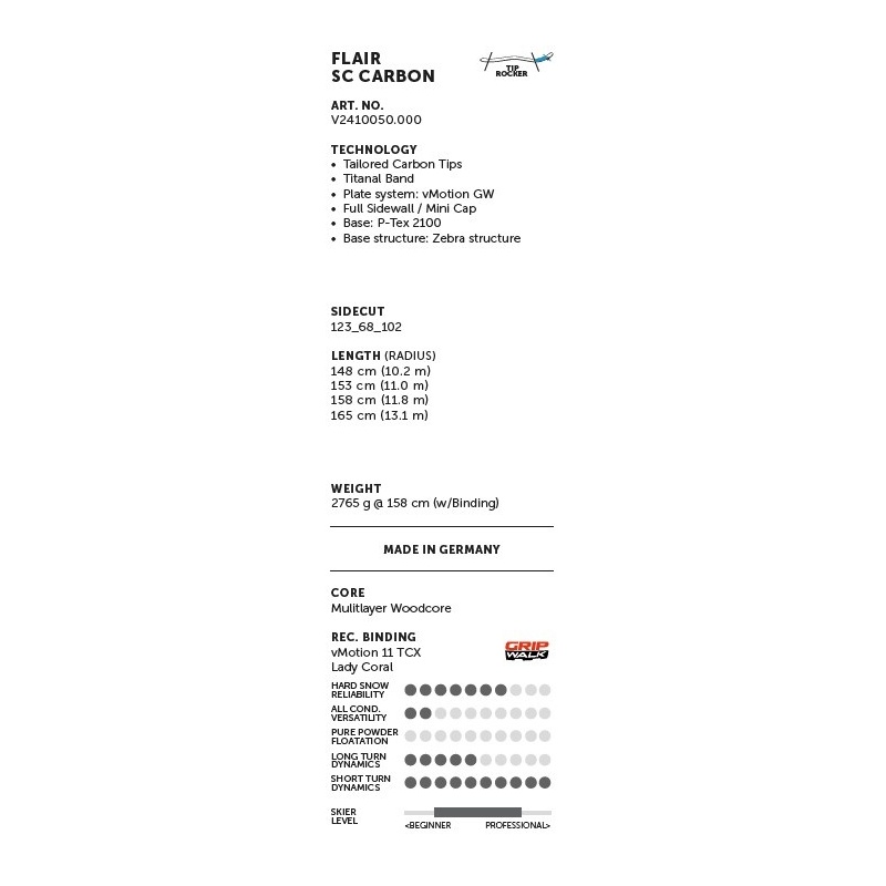 lyže Völkl Flair SC Carbon + vázání Marker vMotion 11 TCX model 2025