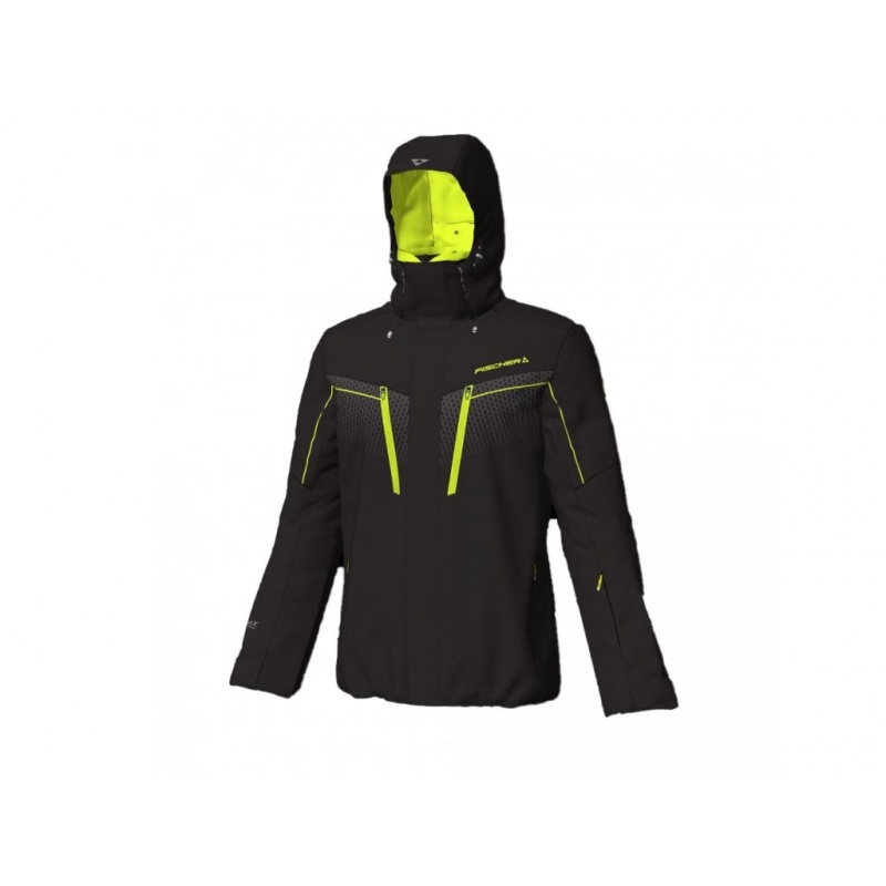 Pánská lyžařská bunda Fischer Kitz  černá-neon žlutá